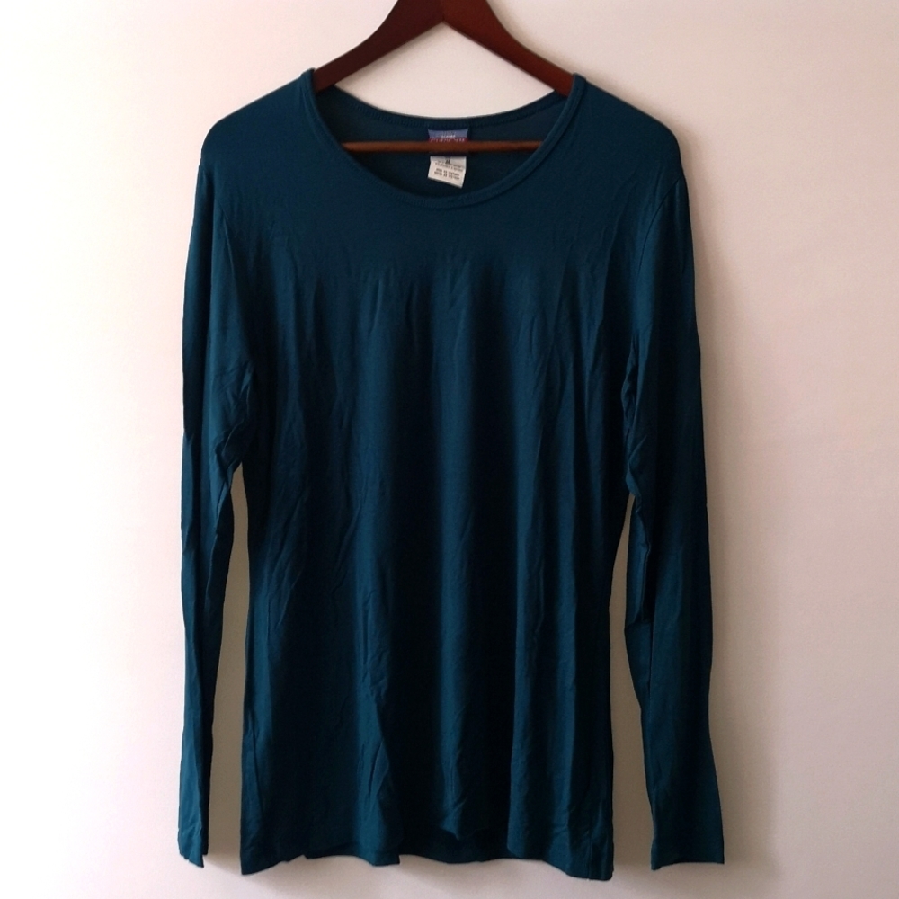 NWOT Women's Cherokee Workwear Scrub Top, Peacock Blue, Size Medium, Long Sleeve